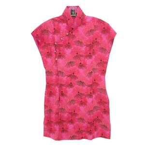 SHANGHAI TANG Mini Dress Silk Cotton Blend Colorful Size 8 - Small Flaw